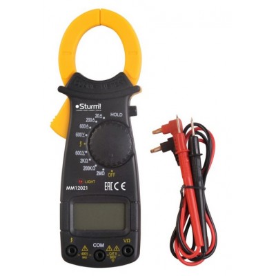Мультиметр MM12021 токоизмерительные клещи, изм: DC, ACV, ACA, R. свет.индик.фазы 